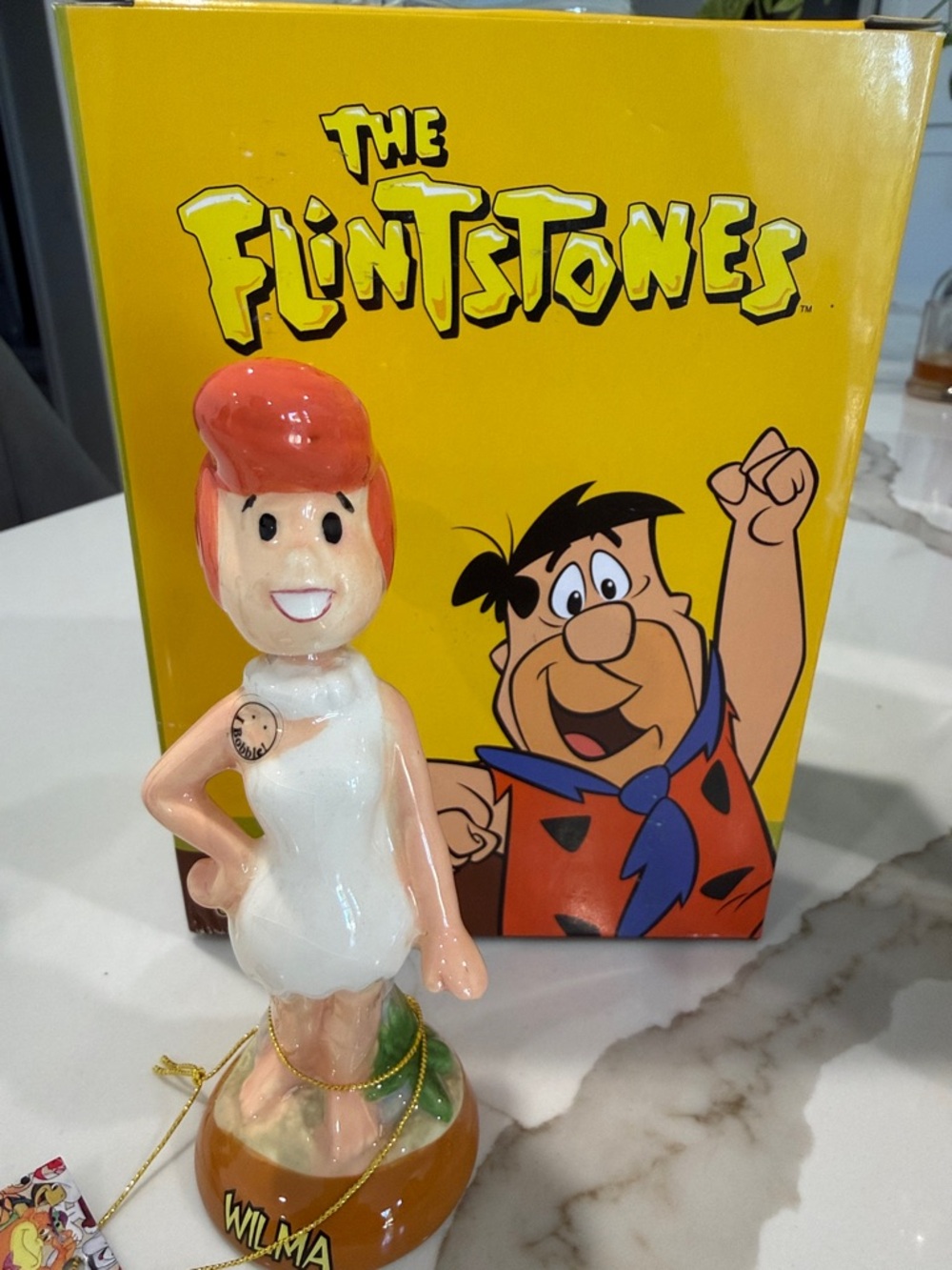 The Flintstones Wilma Bobble Head Figurine - White Dress with Red Hair